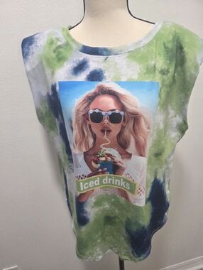 Women’s Green Tie-Dye Skirt with Iced Drinks Graphic
